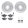 7612-73041 Drilled/Slotted Brake Rotors w/5000 Euro Ceramic Brake Pads Kit & Hardware [Silver], 1999-2006 Audi/Volkswagen, Posit - image 1