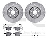 7612-73044 Drilled/Slotted Brake Rotors w/5000 Euro Ceramic Brake Pads Kit & Hardware [Silver], 2005-2011 Audi/Volkswagen, Posit - image 1