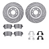 7612-73045 Drilled/Slotted Brake Rotors w/5000 Euro Ceramic Brake Pads Kit & Hardware [Silver], 2007-2011 Audi/Volkswagen, Posit - image 1