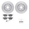 7612-73047 Drilled/Slotted Brake Rotors w/5000 Euro Ceramic Brake Pads Kit & Hardware [Silver], 2008-2011 Audi/Volkswagen, Posit - image 1