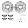 7612-73050 Drilled/Slotted Brake Rotors w/5000 Euro Ceramic Brake Pads Kit & Hardware [Silver], 2009-2012 Audi/Volkswagen, Posit - image 1