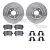 7612-73051 Drilled/Slotted Brake Rotors w/5000 Euro Ceramic Brake Pads Kit & Hardware [Silver], 2008-2017 Audi/Volkswagen, Posit - image 1