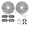7612-73056 Drilled/Slotted Brake Rotors w/5000 Euro Ceramic Brake Pads Kit & Hardware [Silver], 2008-2017 Audi/Volkswagen, Posit - image 1