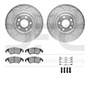 7612-73058 Drilled/Slotted Brake Rotors w/5000 Euro Ceramic Brake Pads Kit & Hardware [Silver], 2012-2017 Audi/Volkswagen, Posit - image 1