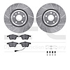 7612-73060 Drilled/Slotted Brake Rotors w/5000 Euro Ceramic Brake Pads Kit & Hardware [Silver], 2012-2015 Audi/Volkswagen, Posit - image 1