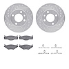 7612-74002 Drilled/Slotted Brake Rotors w/5000 Euro Ceramic Brake Pads Kit & Hardware [Silver], 1984-1993 Audi/Volkswagen, Posit - image 1