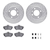 7612-74003 Drilled/Slotted Brake Rotors w/5000 Euro Ceramic Brake Pads Kit & Hardware [Silver], 1988-1988 Audi/Volkswagen, Posit - image 1