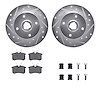 7612-74005 Drilled/Slotted Brake Rotors w/5000 Euro Ceramic Brake Pads Kit & Hardware [Silver], 1985-1998 Audi/Volkswagen, Posit - image 1
