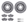 7612-74009 Drilled/Slotted Brake Rotors w/5000 Euro Ceramic Brake Pads Kit & Hardware [Silver], 1995-1995 Audi/Volkswagen, Posit - image 1