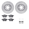 7612-74017 Drilled/Slotted Brake Rotors w/5000 Euro Ceramic Brake Pads Kit & Hardware [Silver], 1996-1998 Audi/Volkswagen, Posit - image 1
