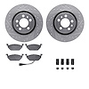 7612-74018 Drilled/Slotted Brake Rotors w/5000 Euro Ceramic Brake Pads Kit & Hardware [Silver], 1998-2015 Audi/Volkswagen, Posit - image 1