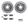 7612-74019 Drilled/Slotted Brake Rotors w/5000 Euro Ceramic Brake Pads Kit & Hardware [Silver], 1999-2010 Audi/Volkswagen, Posit - image 1