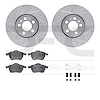 7612-74023 Drilled/Slotted Brake Rotors w/5000 Euro Ceramic Brake Pads Kit & Hardware [Silver], 1998-1999 Audi/Volkswagen, Posit - image 1
