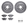 7612-74032 Drilled/Slotted Brake Rotors w/5000 Euro Ceramic Brake Pads Kit & Hardware [Silver], 2005-2018 Audi/Volkswagen, Posit - image 1
