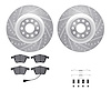7612-74034 Drilled/Slotted Brake Rotors w/5000 Euro Ceramic Brake Pads Kit & Hardware [Silver], 2008-2013 Audi/Volkswagen, Posit - image 1
