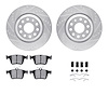 7612-74036 Drilled/Slotted Brake Rotors w/5000 Euro Ceramic Brake Pads Kit & Hardware [Silver], Fits Select Audi/Volkswagen, Pos - image 1