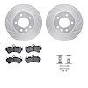 7612-74048 Drilled/Slotted Brake Rotors w/5000 Euro Ceramic Brake Pads Kit & Hardware [Silver], 2003-2010 Multiple Makes/Models,