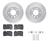 7612-74049 Drilled/Slotted Brake Rotors w/5000 Euro Ceramic Brake Pads Kit & Hardware [Silver], 2006-2018 Audi/Volkswagen, Posit - image 1