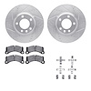 7612-74051 Drilled/Slotted Brake Rotors w/5000 Euro Ceramic Brake Pads Kit & Hardware [Silver], 2011-2014 Porsche, Position: Fro - image 1