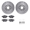 7612-74054 Drilled/Slotted Brake Rotors w/5000 Euro Ceramic Brake Pads Kit & Hardware [Silver], 2005-2018 Audi/Volkswagen, Posit - image 1