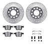 7612-74059 Drilled/Slotted Brake Rotors w/5000 Euro Ceramic Brake Pads Kit & Hardware [Silver], Fits Select Audi/Volkswagen, Pos - image 1