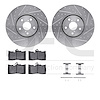 7612-75000 Drilled/Slotted Brake Rotors w/5000 Euro Ceramic Brake Pads Kit & Hardware [Silver], 2006-2020 Lexus/Toyota/Scion, Po - image 1