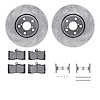 7612-75005 Drilled/Slotted Brake Rotors w/5000 Euro Ceramic Brake Pads Kit & Hardware [Silver], 2007-2011 Lexus/Toyota/Scion, Po - image 1