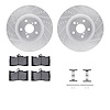 7612-75007 Drilled/Slotted Brake Rotors w/5000 Euro Ceramic Brake Pads Kit & Hardware [Silver], 2009-2011 Lexus/Toyota/Scion, Po - image 1