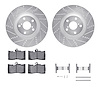 7612-75009 Drilled/Slotted Brake Rotors w/5000 Euro Ceramic Brake Pads Kit & Hardware [Silver], 2011-2020 Lexus/Toyota/Scion, Po - image 1