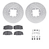 7612-76000 Drilled/Slotted Brake Rotors w/5000 Euro Ceramic Brake Pads Kit & Hardware [Silver], 1982-1985 Lexus/Toyota/Scion, Po - image 1