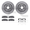 7612-76002 Drilled/Slotted Brake Rotors w/5000 Euro Ceramic Brake Pads Kit & Hardware [Silver], 2009-2015 Lexus/Toyota/Scion, Po - image 1