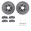 7612-76003 Drilled/Slotted Brake Rotors w/5000 Euro Ceramic Brake Pads Kit & Hardware [Silver], 1991-1997 Lexus/Toyota/Scion, Po - image 1