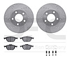 7612-80002 Drilled/Slotted Brake Rotors w/5000 Euro Ceramic Brake Pads Kit & Hardware [Silver], 2004-2013 Ford/Lincoln/Mercury/M - image 1