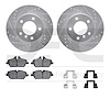 7612-92002 Drilled/Slotted Brake Rotors w/5000 Euro Ceramic Brake Pads Kit & Hardware [Silver], 2006-2007 BMW, Position: Front - image 1