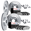 7614-31026 Drilled/Slotted Brake Rotors w/5000 Euro Ceramic Brake Pads Kit & Hardware [Silver], 2012-2021 BMW, Position: Front a - image 1