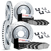 7614-46003 Drilled/Slotted Brake Rotors w/5000 Euro Ceramic Brake Pads Kit & Hardware [Silver], 2004-2009 GM, Position: Front an - image 1
