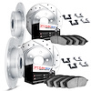 7614-63018 Drilled/Slotted Brake Rotors w/5000 Euro Ceramic Brake Pads Kit & Hardware [Silver], 1973-1976 Mercedes-Benz, Positio - image 1