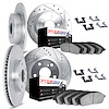 7614-63034 Drilled/Slotted Brake Rotors w/5000 Euro Ceramic Brake Pads Kit & Hardware [Silver], 2001-2009 Mercedes-Benz, Positio - image 1