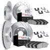 7614-73006 Drilled/Slotted Brake Rotors w/5000 Euro Ceramic Brake Pads Kit & Hardware [Silver], 1980-1983 Audi/Volkswagen, Posit - image 1