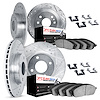 7614-73007 Drilled/Slotted Brake Rotors w/5000 Euro Ceramic Brake Pads Kit & Hardware [Silver], 1990-1991 Audi/Volkswagen, Posit - image 1