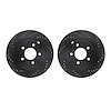 8002-54163 Drilled/Slotted Brake Rotors [Black], 1995-1997 Ford/Lincoln/Mercury/Mazda, Position: Front - image 1