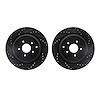 8002-68010 Drilled/Slotted Brake Rotors [Black], Fits Select Infiniti/Nissan, Position: Rear - image 1