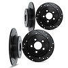 8004-63018 Drilled/Slotted Brake Rotors [Black], 1961-1966 Mercedes-Benz, Position: Front and Rear - image 1