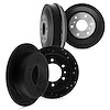 8004-92042 Drilled/Slotted Brake Rotors & Drums Kit [Black], 2002-2018 Infiniti/Nissan, Position: Front and Rear