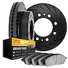 8202-40093 Drilled/Slotted Rotors w/Heavy-Duty Brake Pads Kit [Silver], 1990-1993 Mopar, Position: Front - image 1