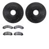 8202-99099 Drilled/Slotted Rotors w/Heavy-Duty Brake Pads Kit [Silver], 1990-1994 Ford/Lincoln/Mercury/Mazda, Position: Front - image 1
