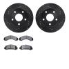 8202-99100 Drilled/Slotted Rotors w/Heavy-Duty Brake Pads Kit [Silver], 1990-1997 Ford/Lincoln/Mercury/Mazda, Position: Front - image 1