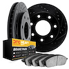 8202-99138 Drilled/Slotted Rotors w/Heavy-Duty Brake Pads Kit [Silver], 1997-2002 Ford/Lincoln/Mercury/Mazda, Position: Front - image 1