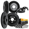 8204-42003 Drilled/Slotted Rotors w/Heavy-Duty Brake Pads/Drums & Shoes Kit [Silver], 1976-1978 Mopar, Position: Front and Rear - image 1
