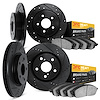 8204-54001 Drilled/Slotted Rotors w/Heavy-Duty Brake Pads Kit [Silver], 2006-2010 Ford/Lincoln/Mercury/Mazda, Position: Front an - image 1